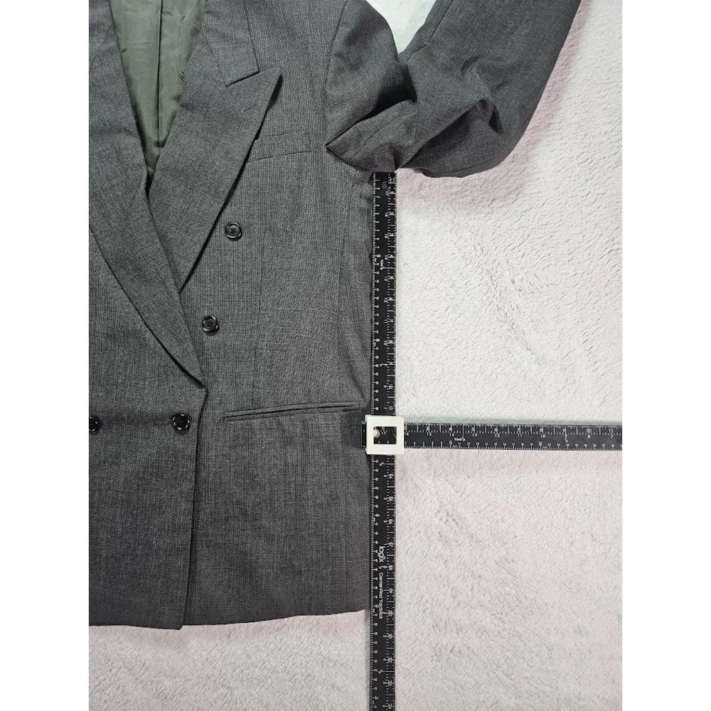 City Streets Mens Charcoal Grey Double Breasted Pleated 2 Piece Suit 46R 34x30